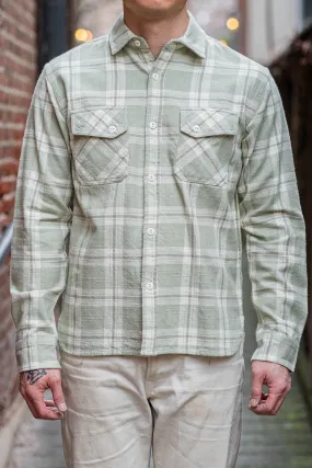 3sixteen Crosscut Flannel - Seafoam Slub Plaid