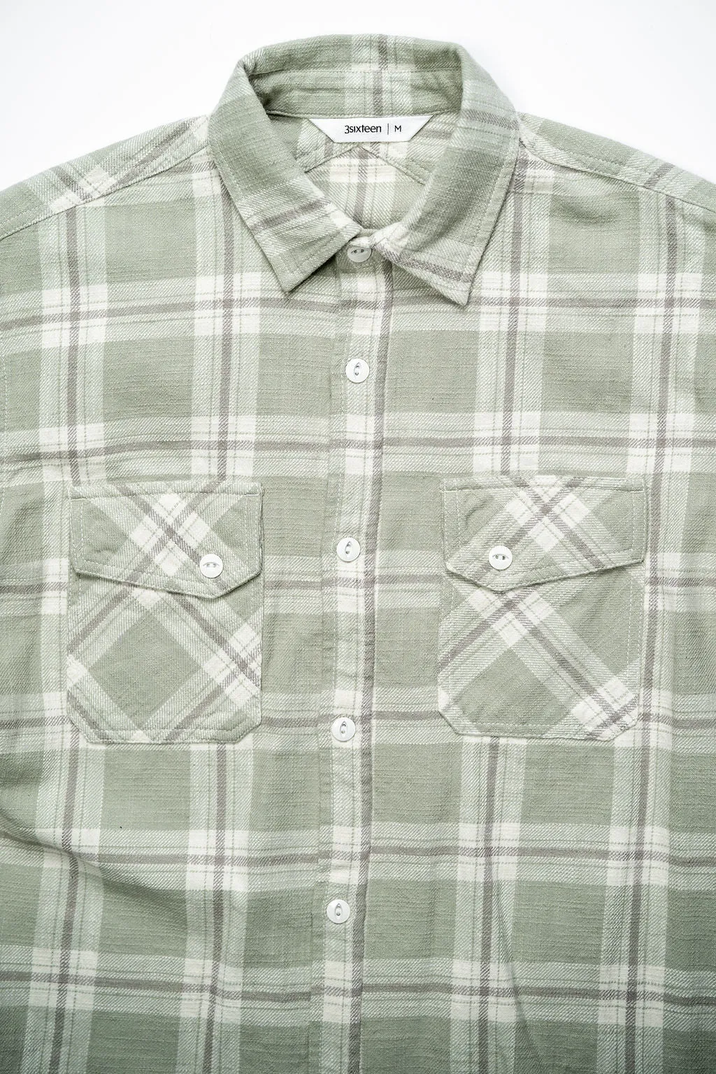 3sixteen Crosscut Flannel - Seafoam Slub Plaid