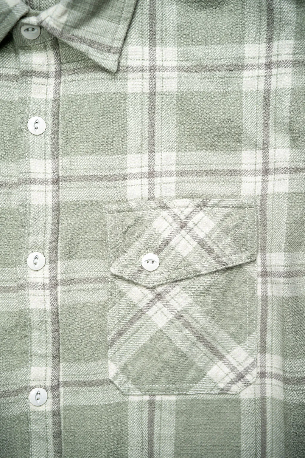 3sixteen Crosscut Flannel - Seafoam Slub Plaid