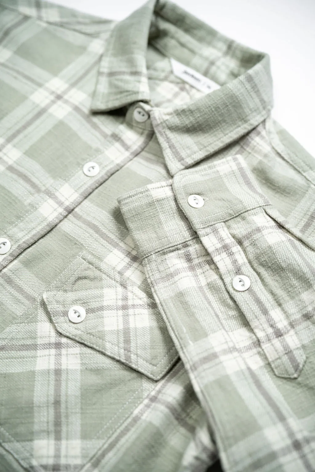 3sixteen Crosscut Flannel - Seafoam Slub Plaid