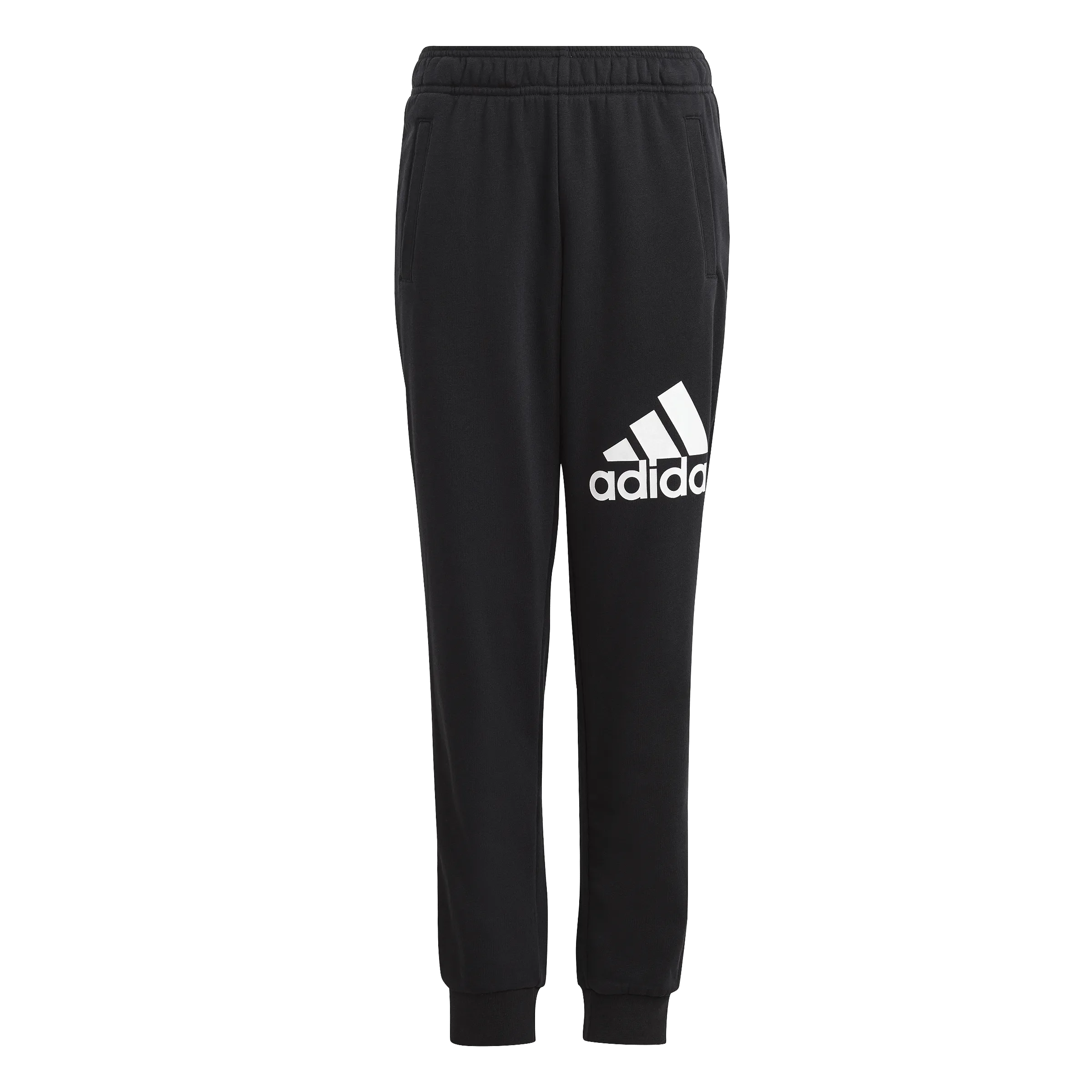 ADIDAS JUNIOR ESSENTIALS REGULAR FIT BIG LOGO COTTON BLACK TRACKPANTS