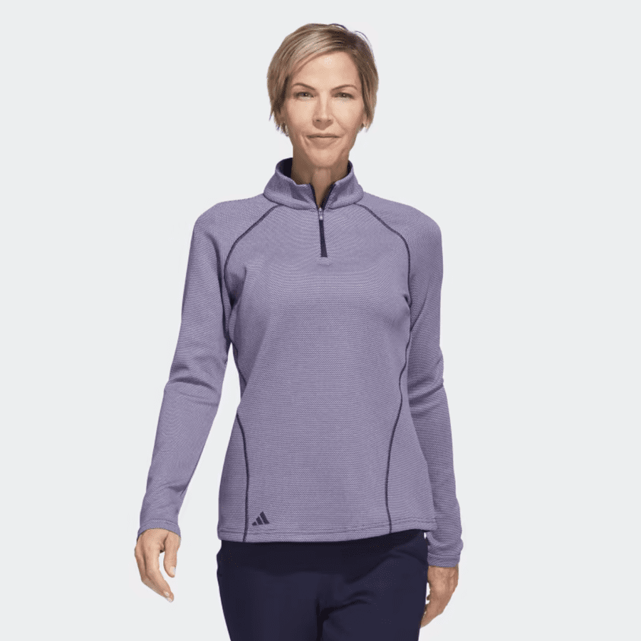 Adidas Ladies 1/4 Zip Golf Pullover - Navy