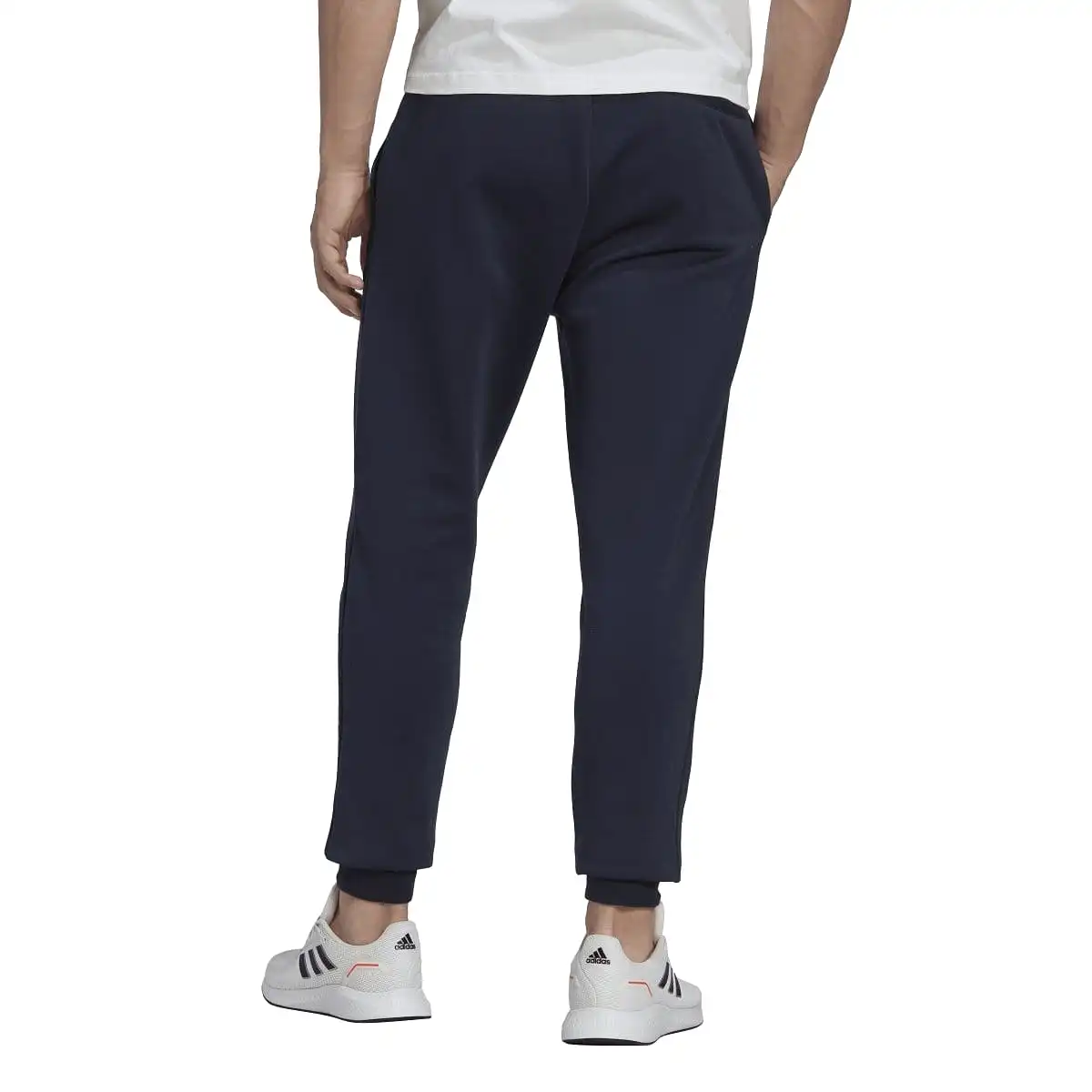 ADIDAS MEN'S ESSENTIALS FLEECE REGULAR TAPERED NAVY TRACKPANTS