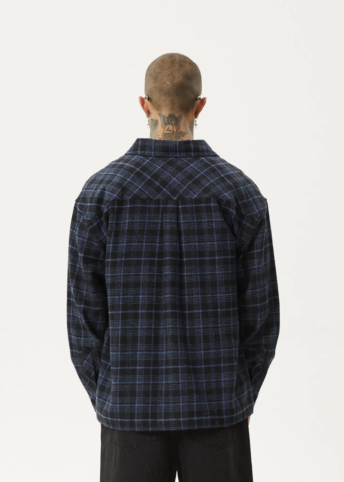 AFENDS Mens Questions - Flannel Shirt - Dusk Check