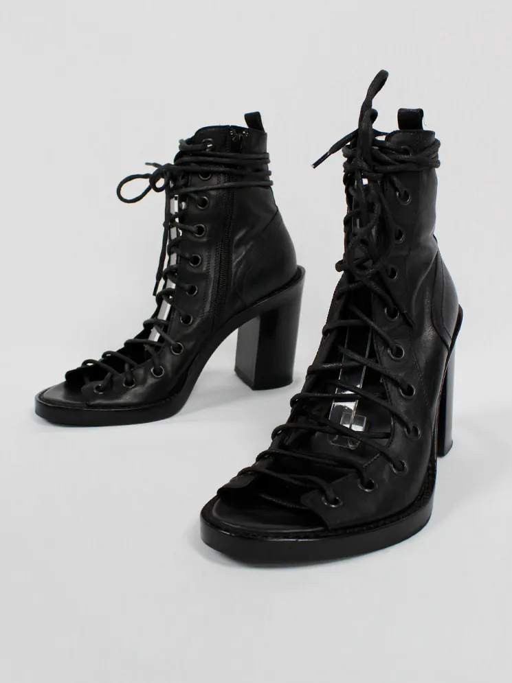 Ann Demeulemeester Blanche black corset lace-up sandals (38,5) — re-edition of spring 2009