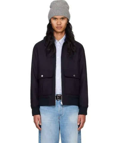 A.P.C. Navy New Ben Bomber Jacket