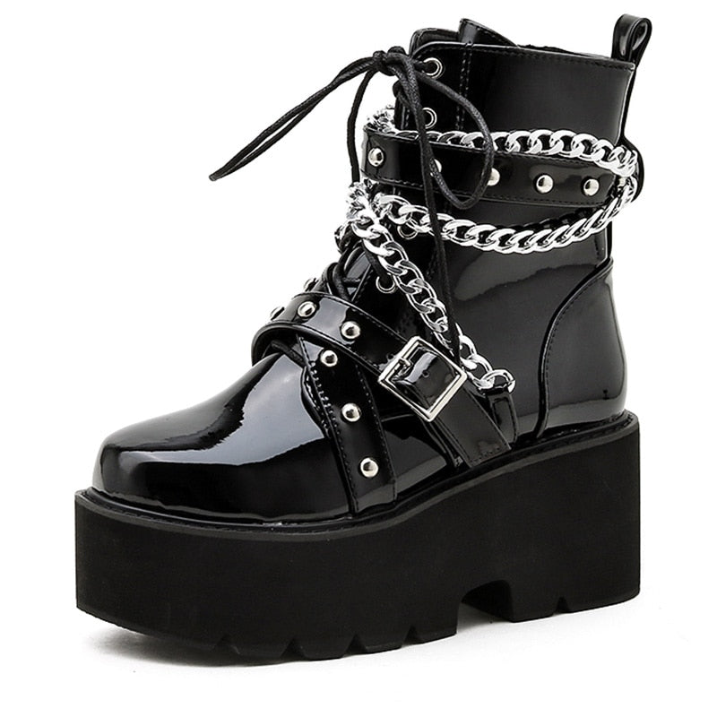 Autumn Winter Boots Women Sexy Chain Boots Ankle Buckle Strap Ankle Boots