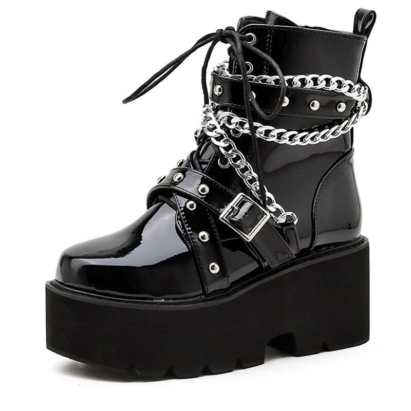 Autumn Winter Boots Women Sexy Chain Boots Ankle Buckle Strap Ankle Boots