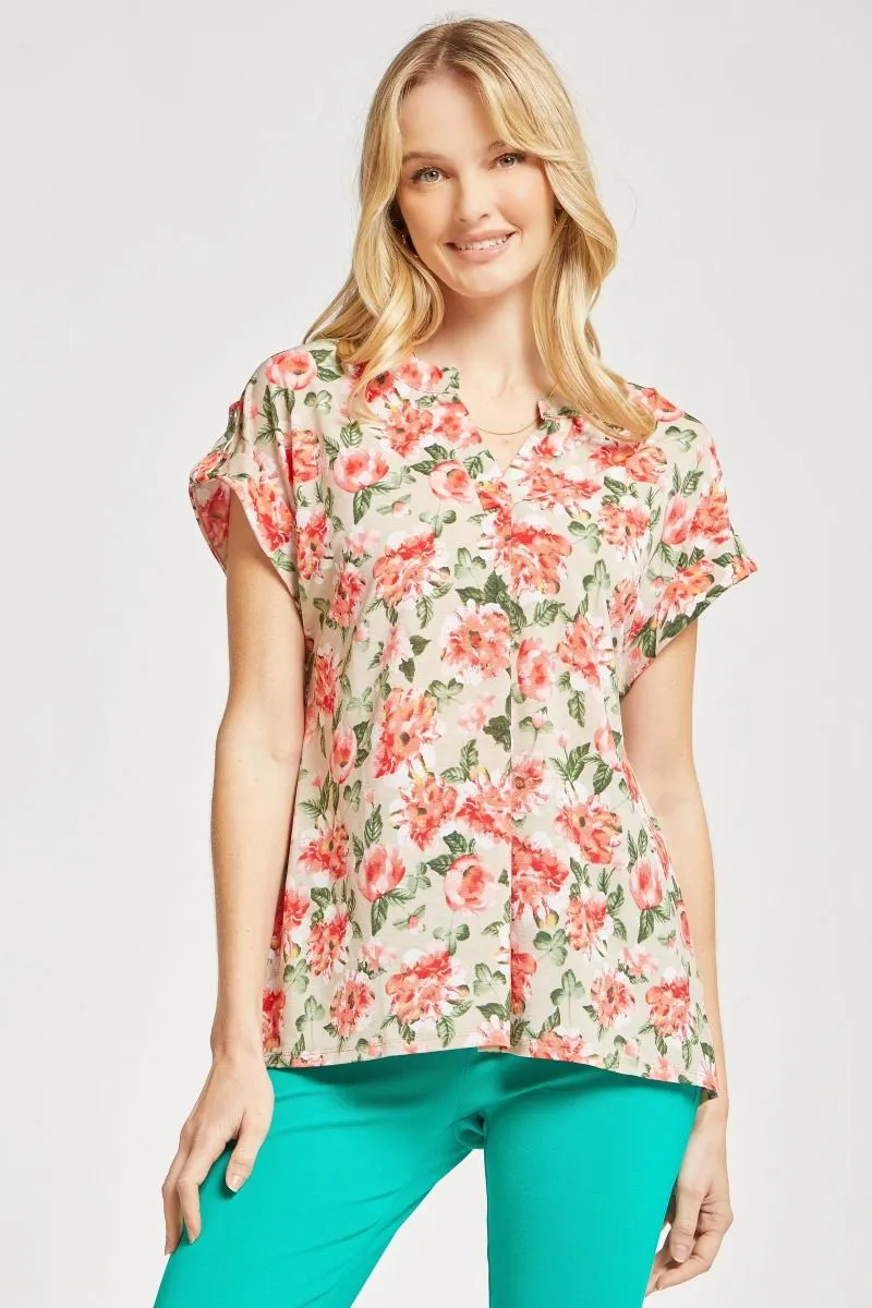 Beige Floral Lizzy Top