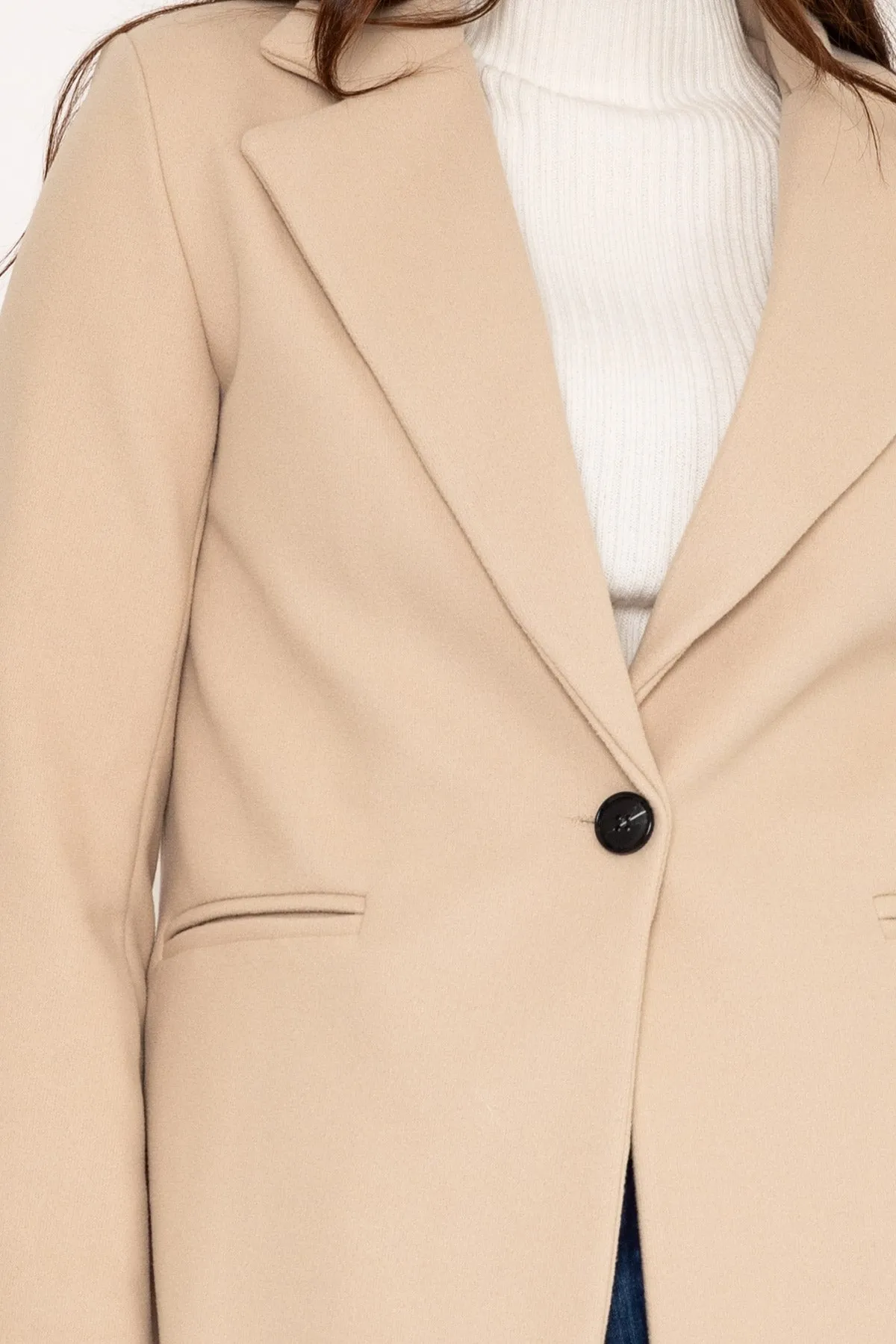 Beige One Button Coat