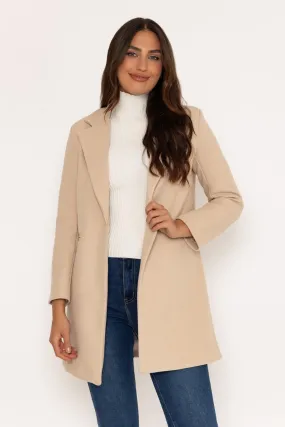 Beige One Button Coat