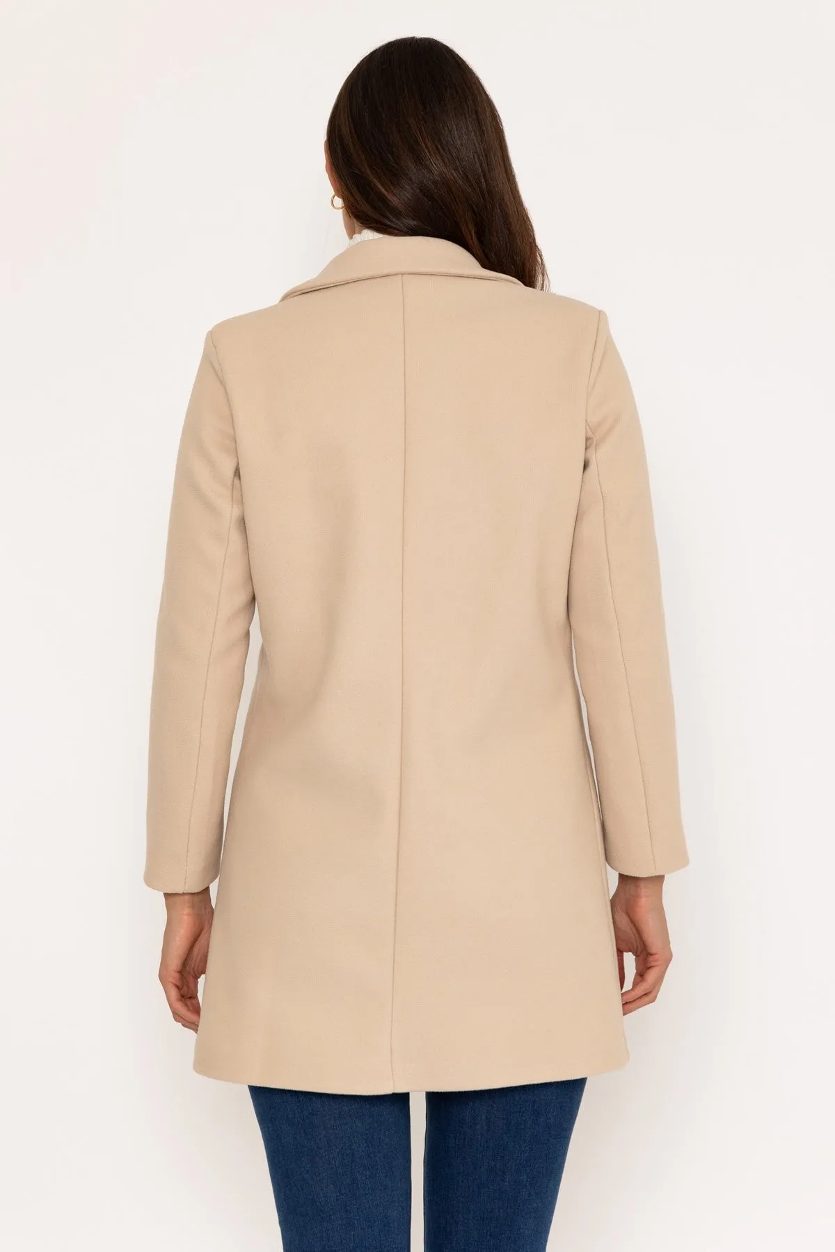 Beige One Button Coat