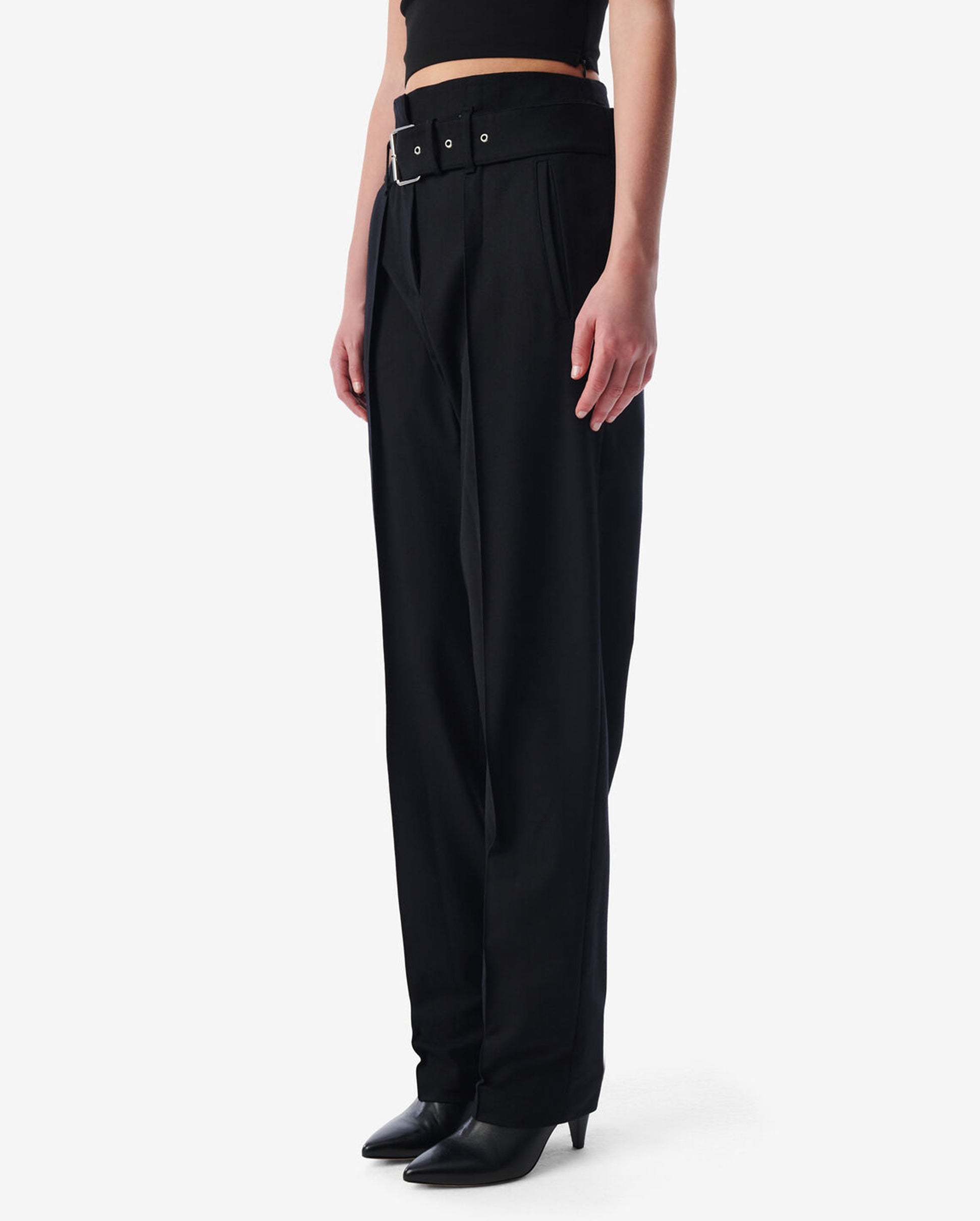 BENET WOOL CARROT PANTS / BLACK