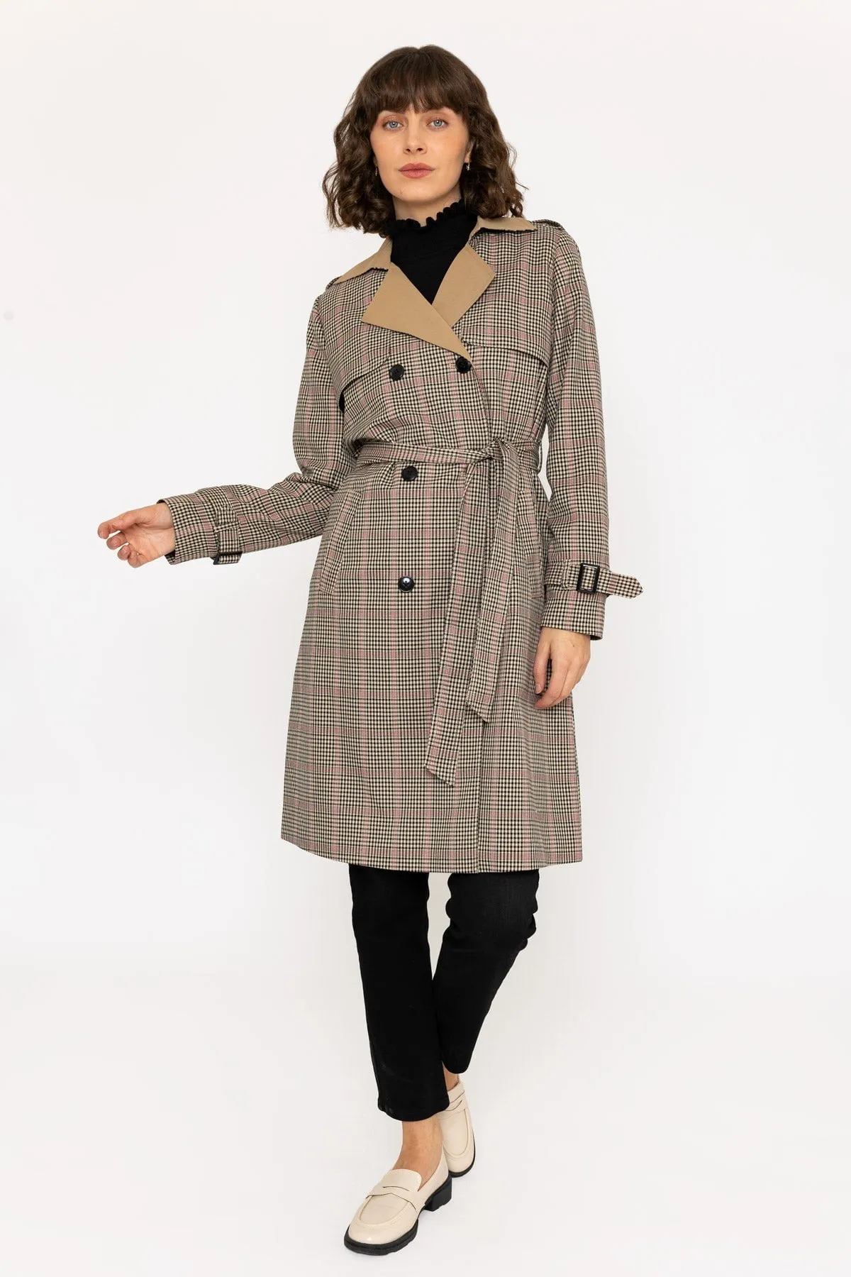 Black Check Trench Coat