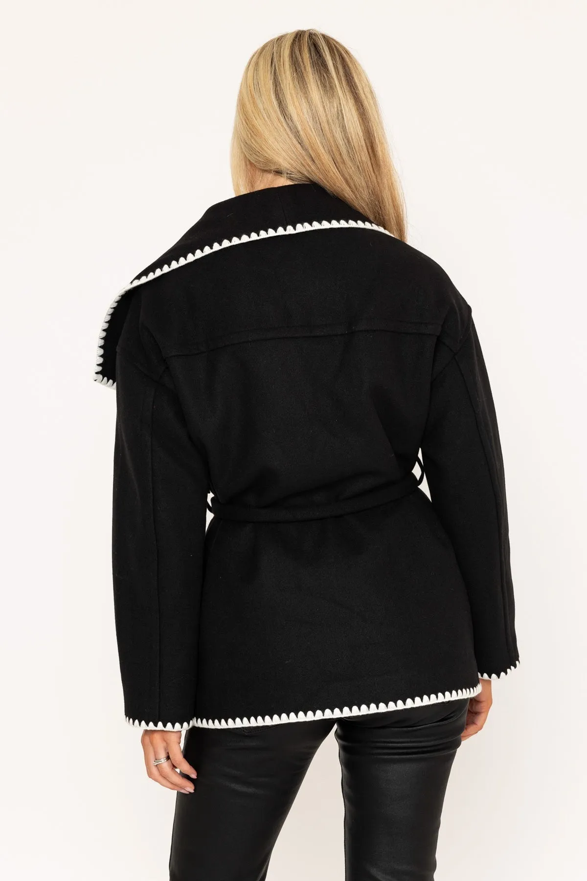 Black Coat With Contrast Edging