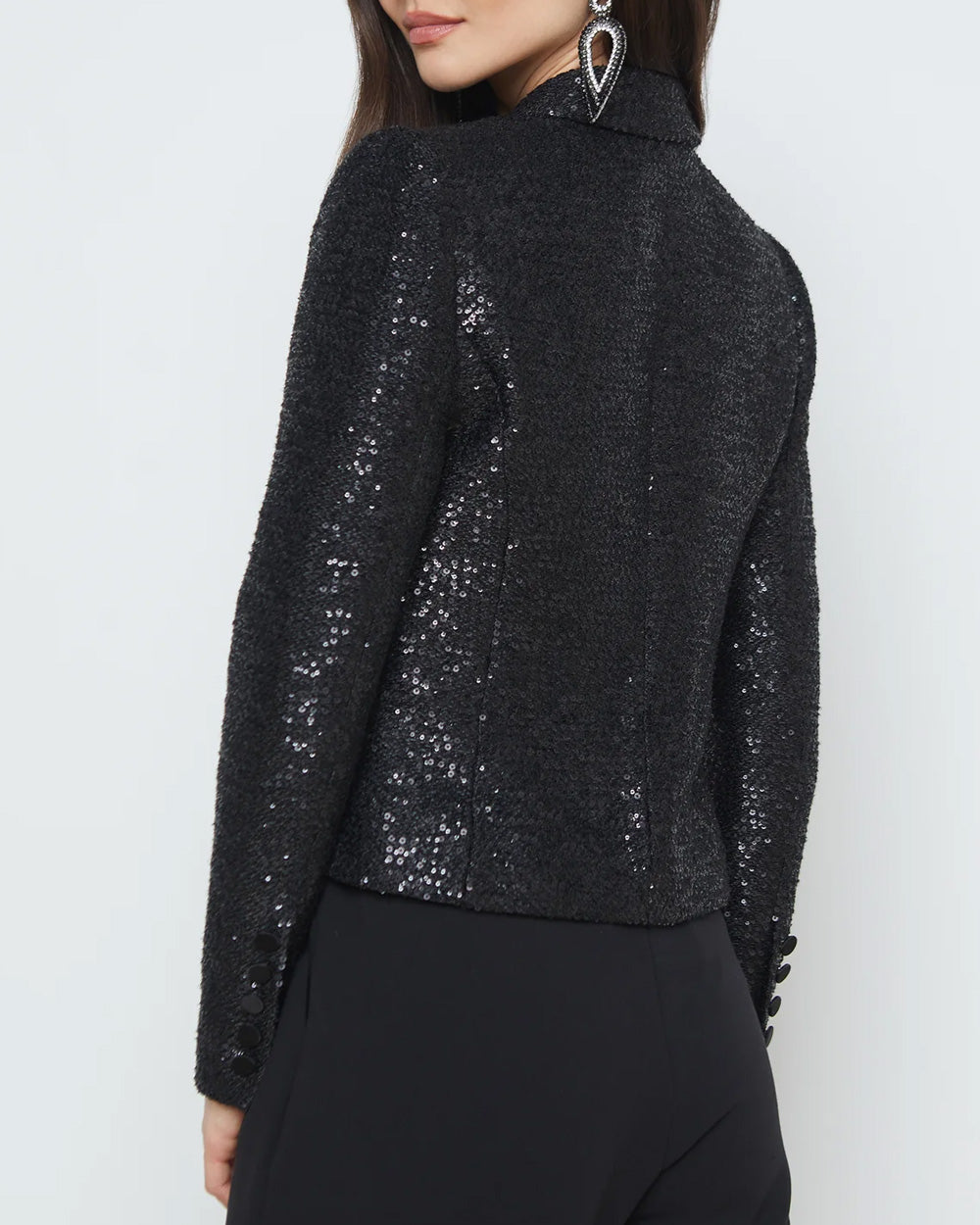 Black Sequin Scarlet Crop Blazer