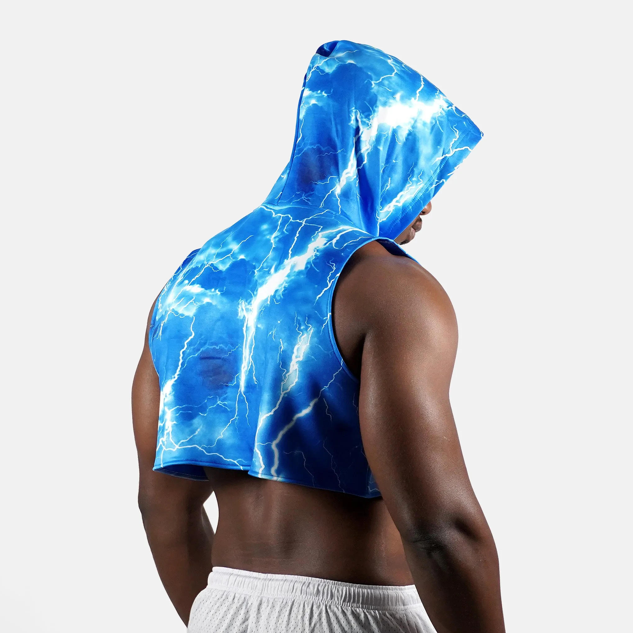 Blue Lightning Football Crop Top Hoodie