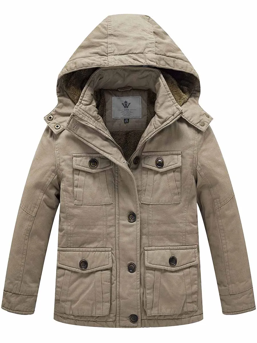 Boy's & Girl's Winter Warm Sherpa Lined Parka Coat