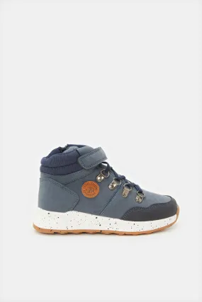 Boys Navy Color Block High Top Sneakers