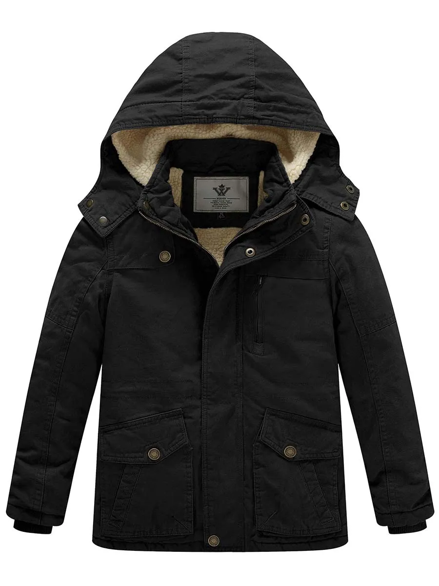 Boy's Winter Thicken Cotton Coat Heavy Sherpa Lined Parka Jacket