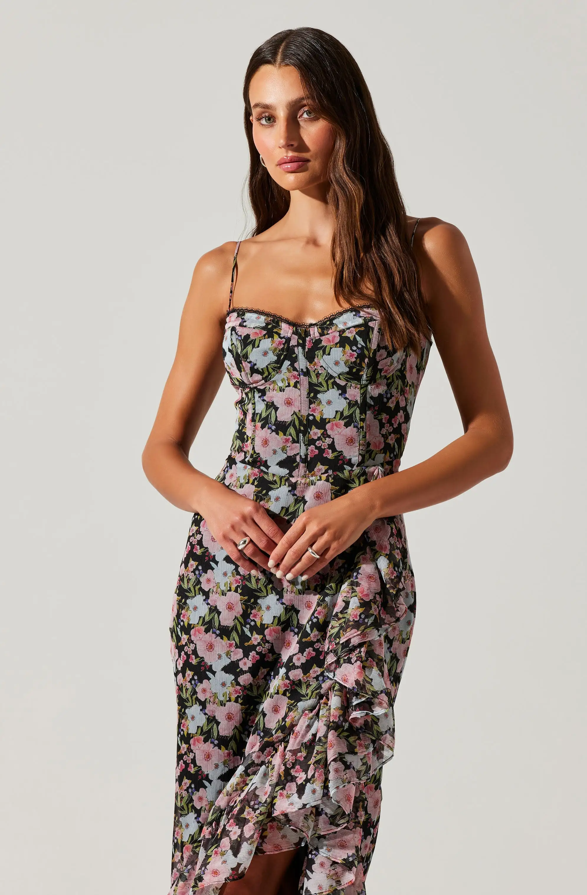 Brisbane Asymmetrical Floral Midi Dress