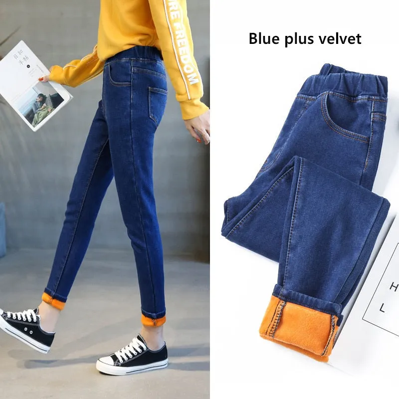 Casual Style High Waist Elastic Stretch Skinny Fit Jeans for Women