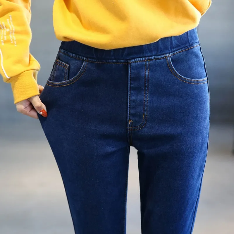 Casual Style High Waist Elastic Stretch Skinny Fit Jeans for Women