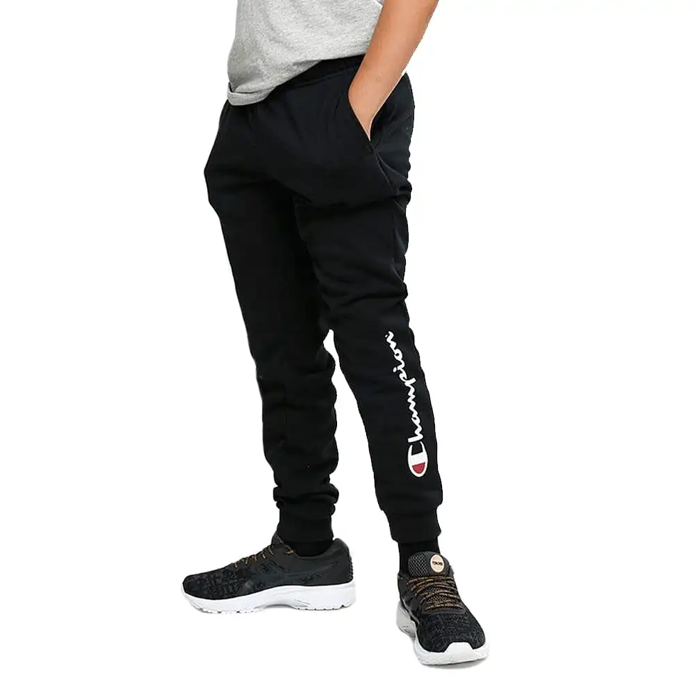 CHAMPION JUNIOR SCRIPT BLACK TRACKPANTS