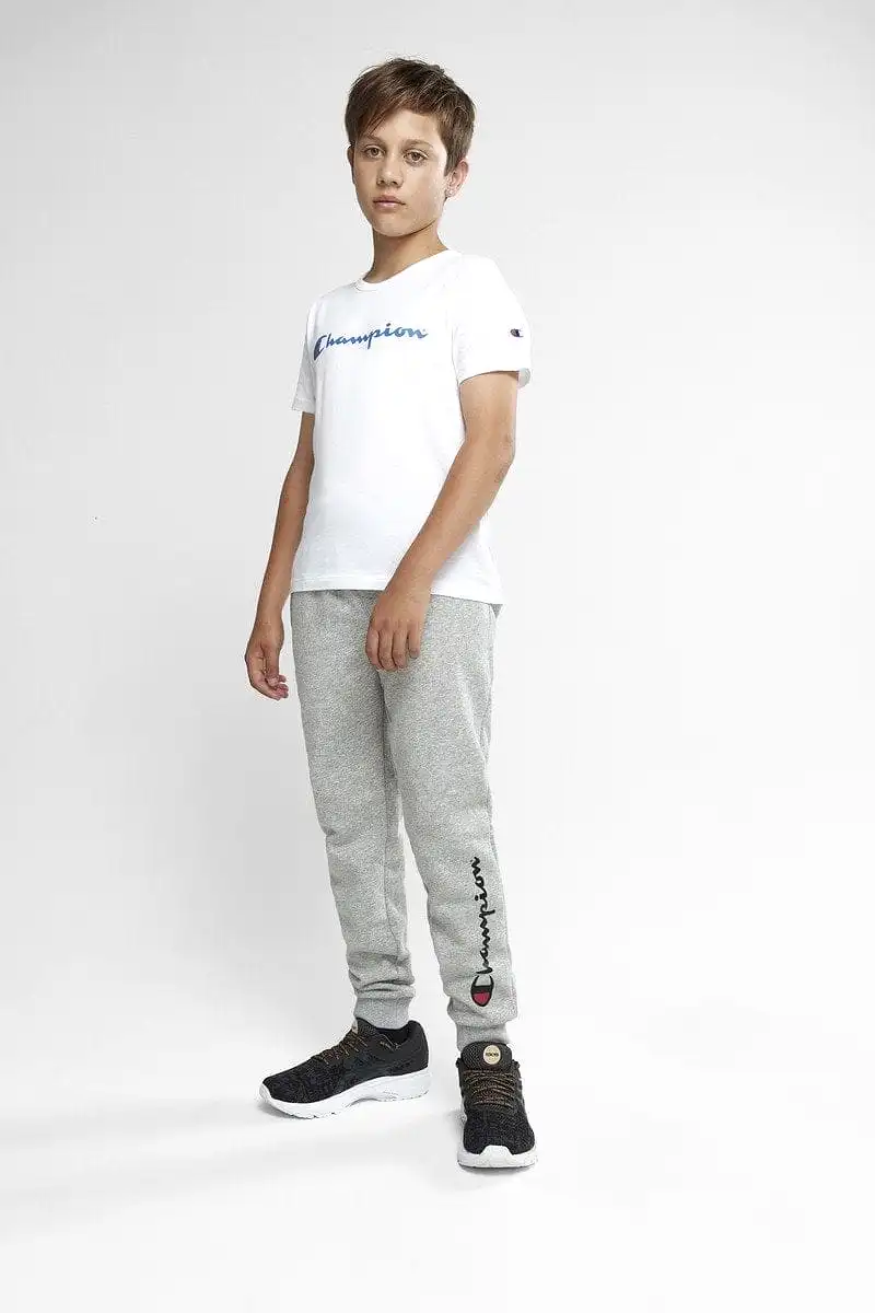 CHAMPION JUNIOR SCRIPT GREY TRACKPANTS