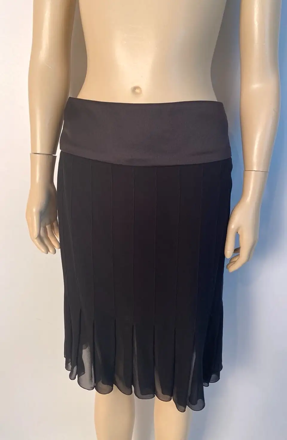 Chanel 03A, 2003 Fall Black Silk Chiffon Skirt FR 38 US 6