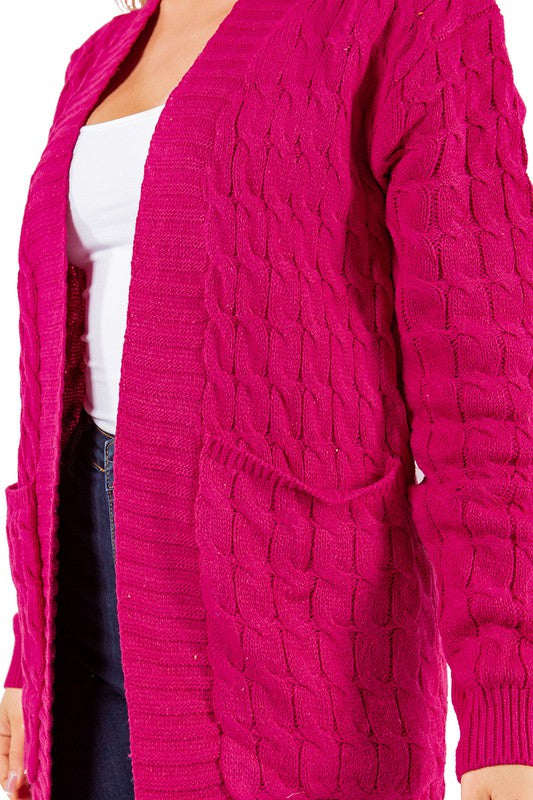 Chic Comfort Maxi Sweater Cardigan | Fuchsia