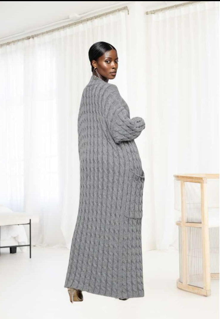 Chic Comfort Maxi Sweater Cardigan |Grey