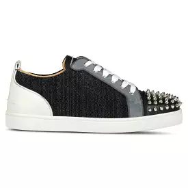 CHRISTIAN LOUBOUTIN LOUIS JUNIOR SPIKES ORLATO SNEAKERS GREY & BLACK