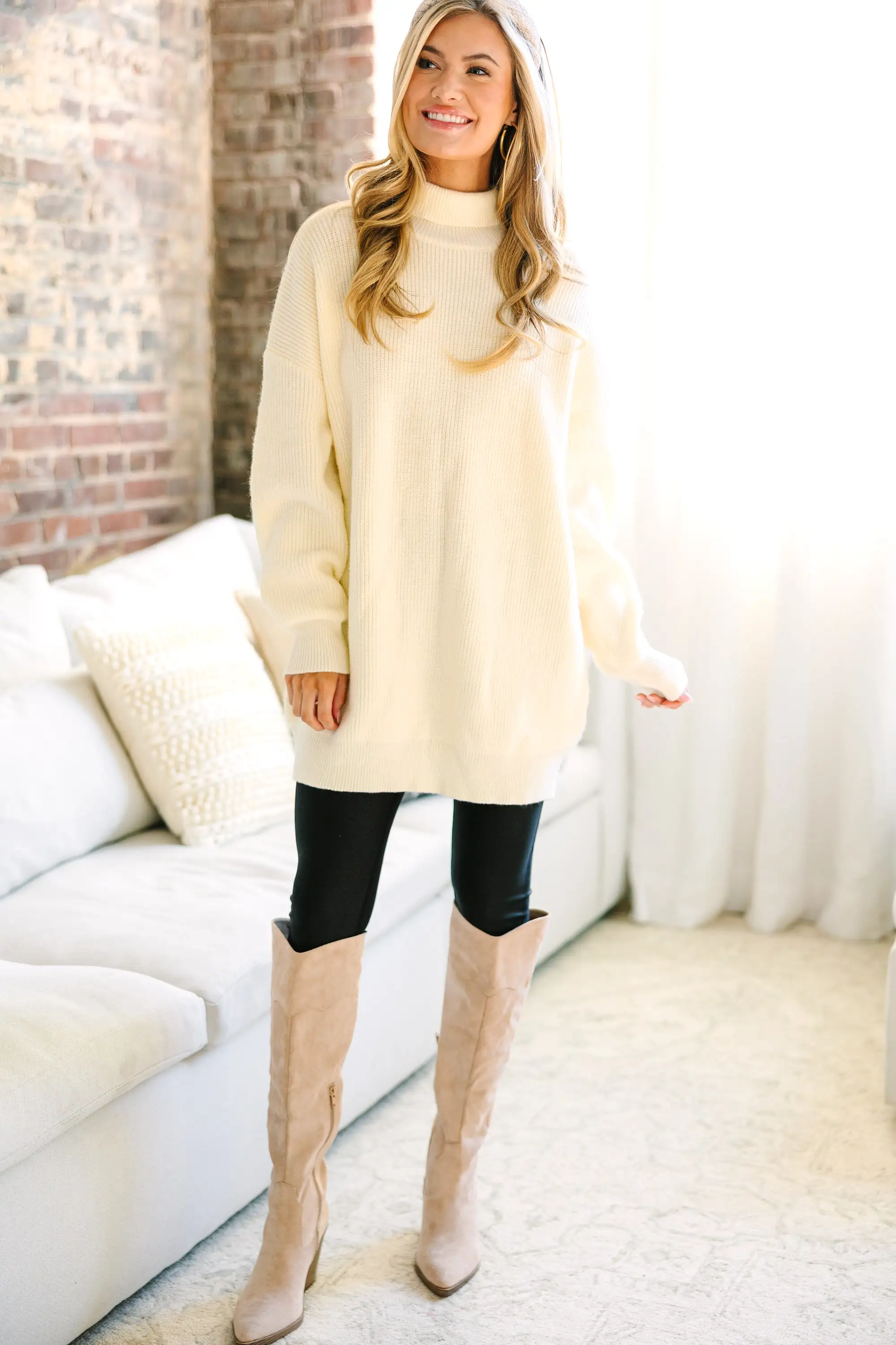 Classically You Ivory White Turtleneck Sweater