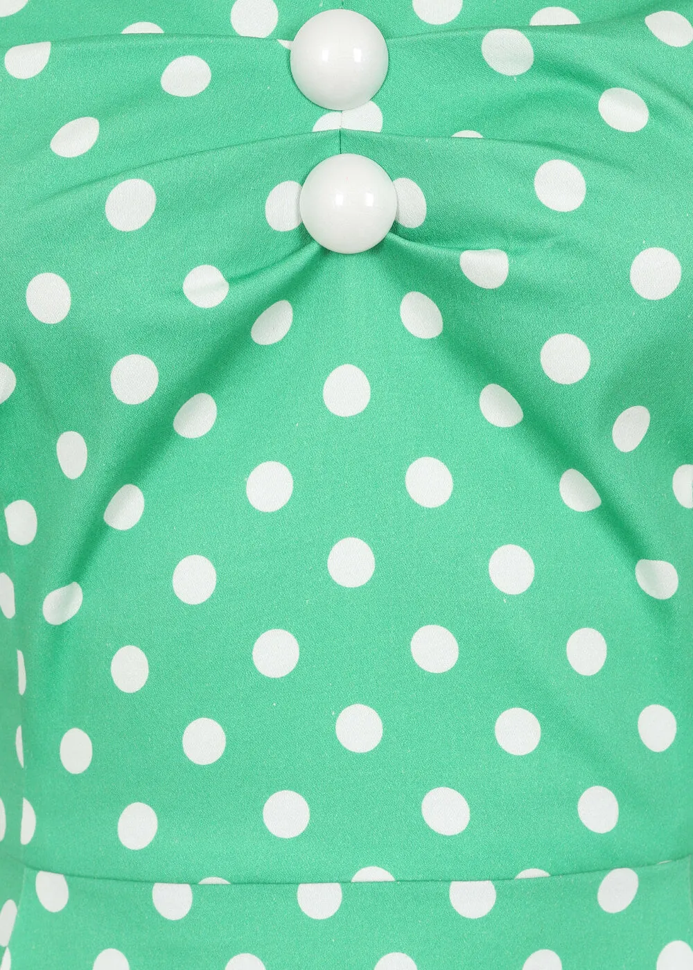 Collectif Dolores Classic Polka 50's Swing Dress Green White