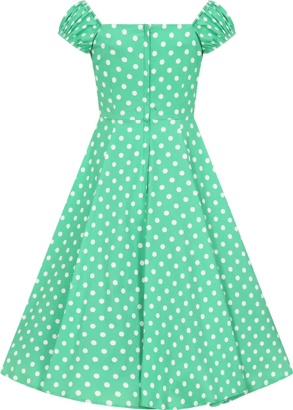 Collectif Dolores Classic Polka 50's Swing Dress Green White