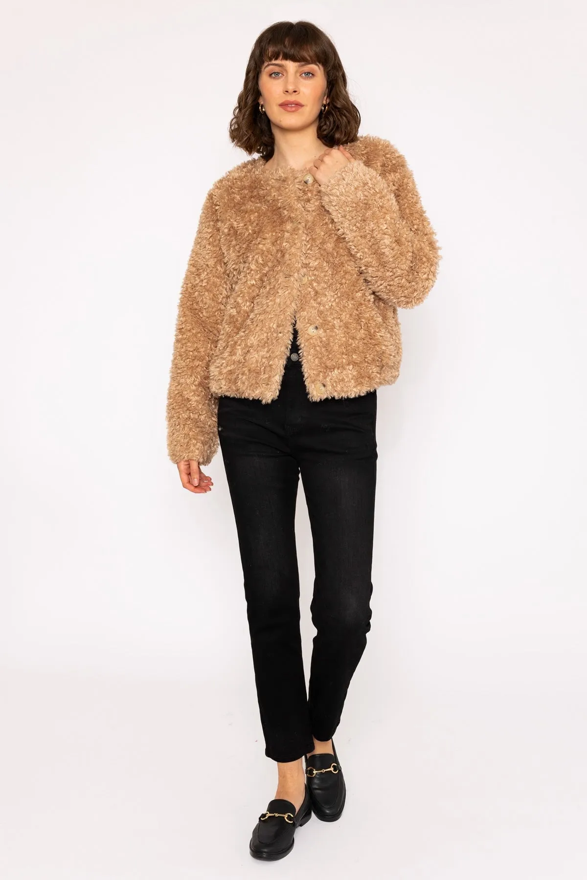 Cosy Camel Furry Short Coat