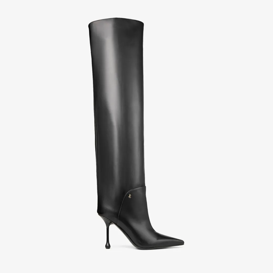 Cycas Knee Boot 95 Black Nappa Leather Knee-High Boots