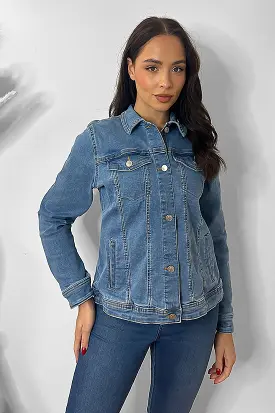 Denim Blue Embroidered Denim Jacket