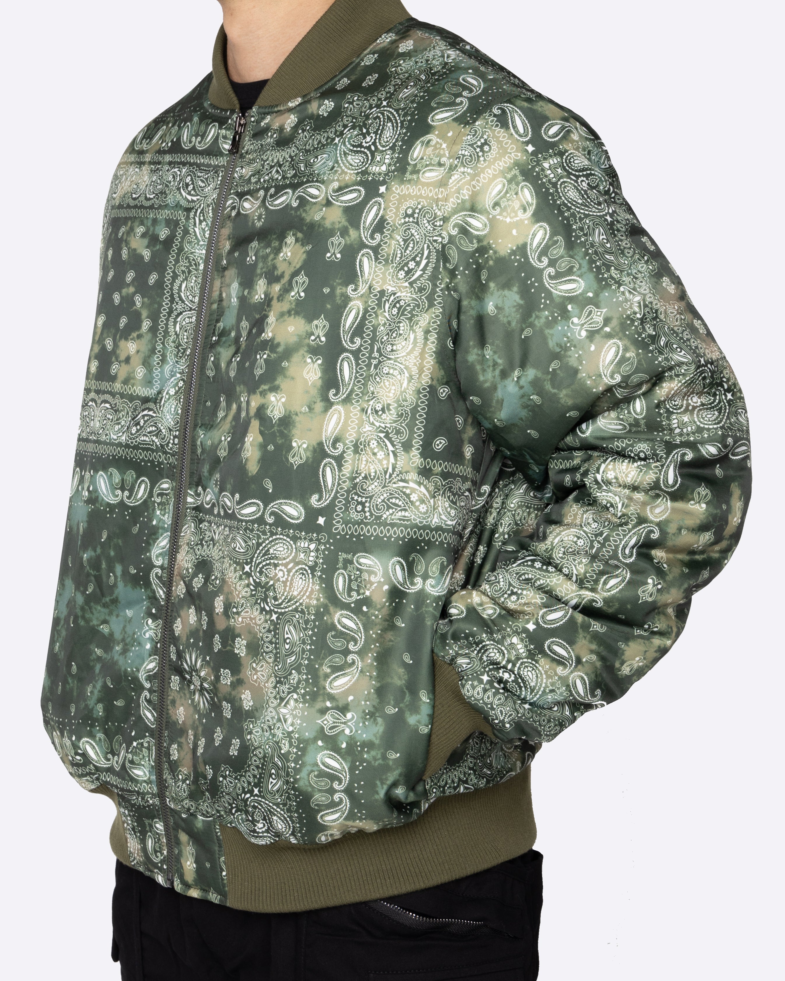 EPTM TIE DYE BANDANA BOMBER JACKET-OLIVE