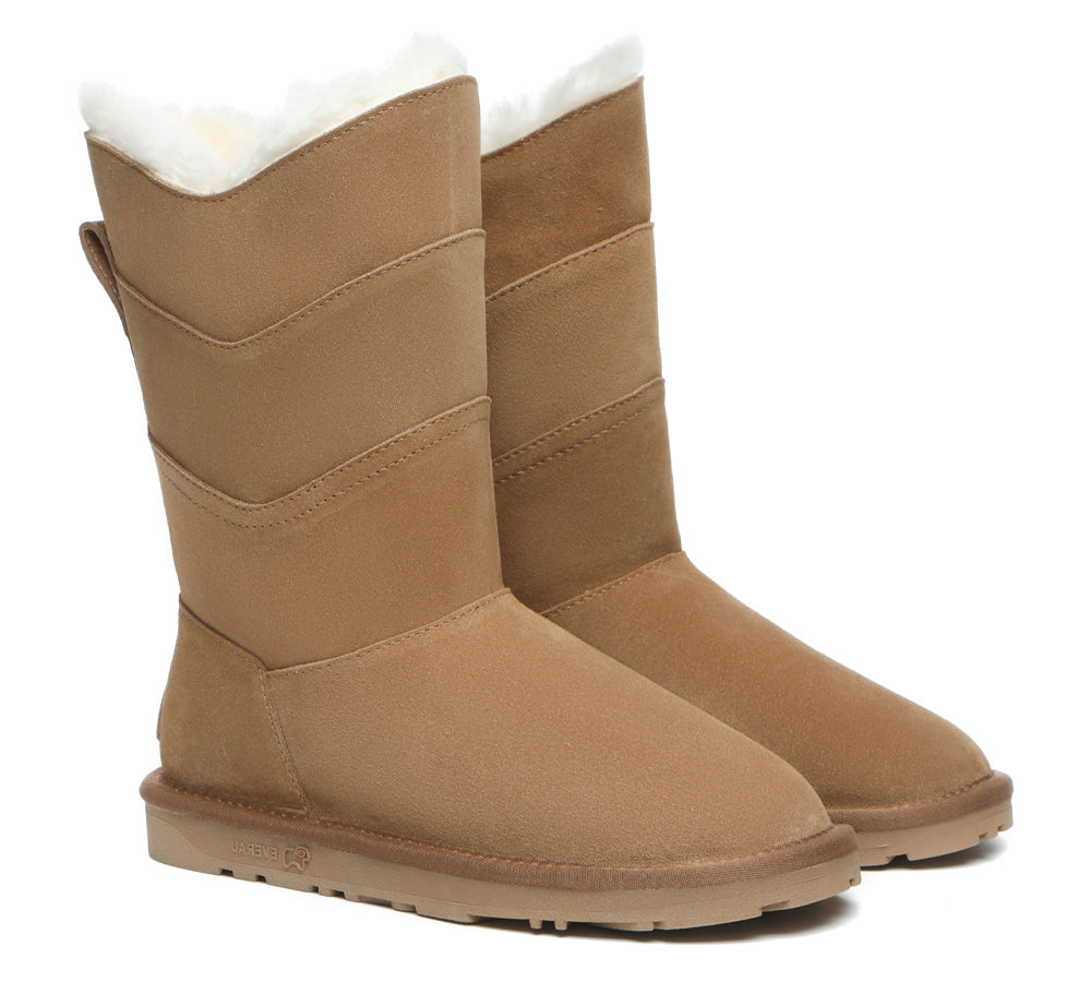 EVERAU Premium Australian Sheepskin Tall Boots Women Swanston 3 Panel