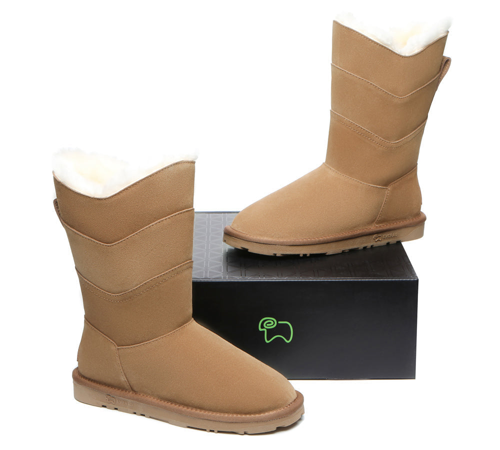 EVERAU Premium Australian Sheepskin Tall Boots Women Swanston 3 Panel