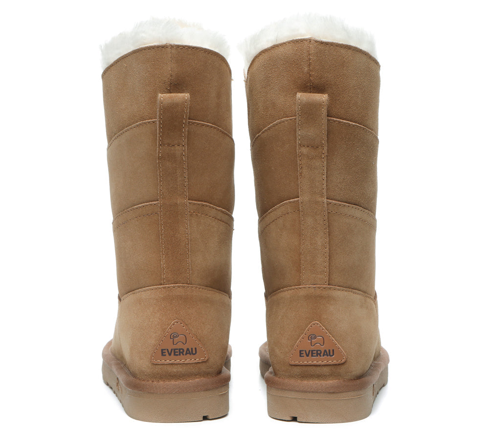 EVERAU Premium Australian Sheepskin Tall Boots Women Swanston 3 Panel