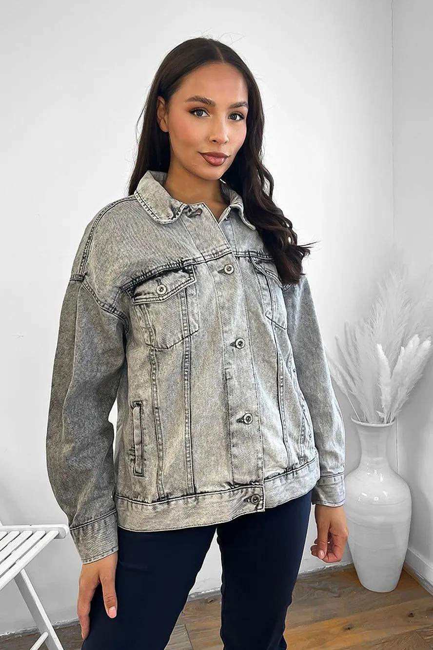 Faded Bleach Effect 100% Cotton Denim Jacket