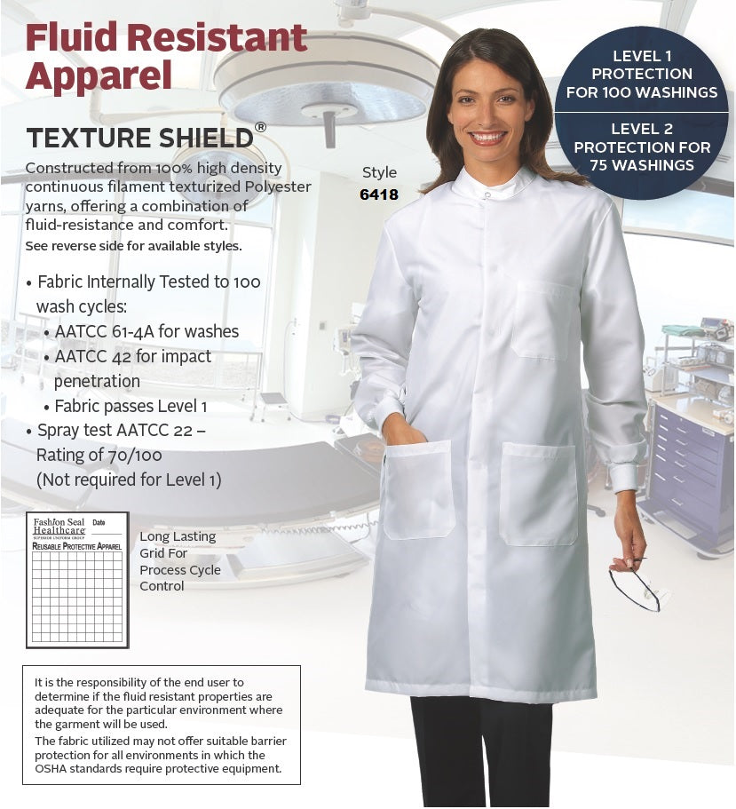 Fashion Seal 6418 Fluid Resistant Lab Coat