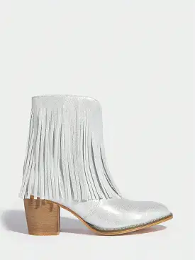 Fashionable Metallic Tassel Ankle Boots