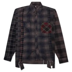 Flannel Shirt 7 Cuts Shirt Over Dye  - Brown