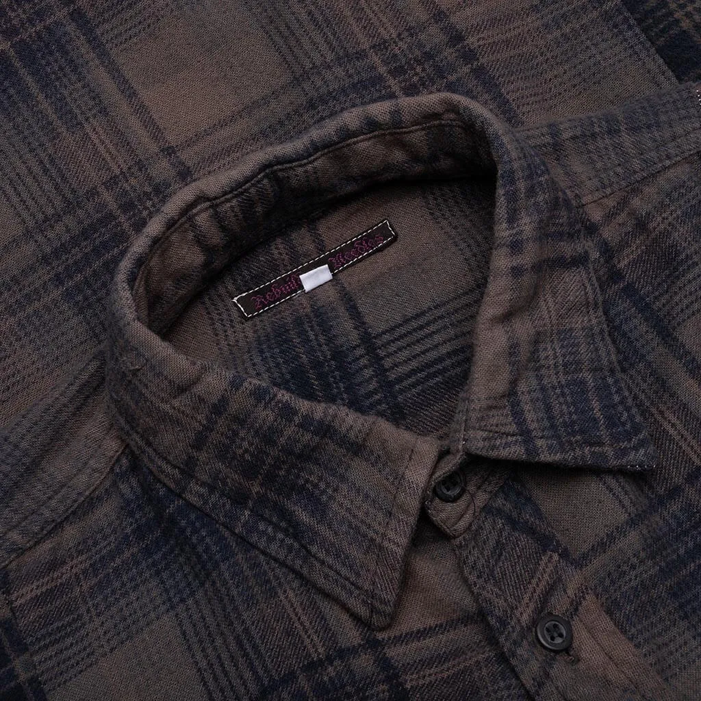 Flannel Shirt 7 Cuts Shirt Over Dye  - Brown