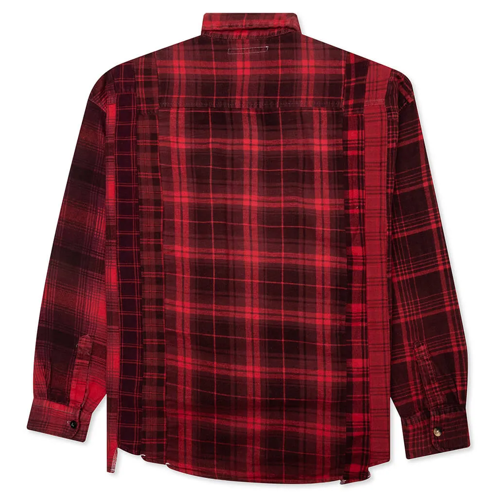 Flannel Shirt 7 Cuts Shirt Over Dye - Red