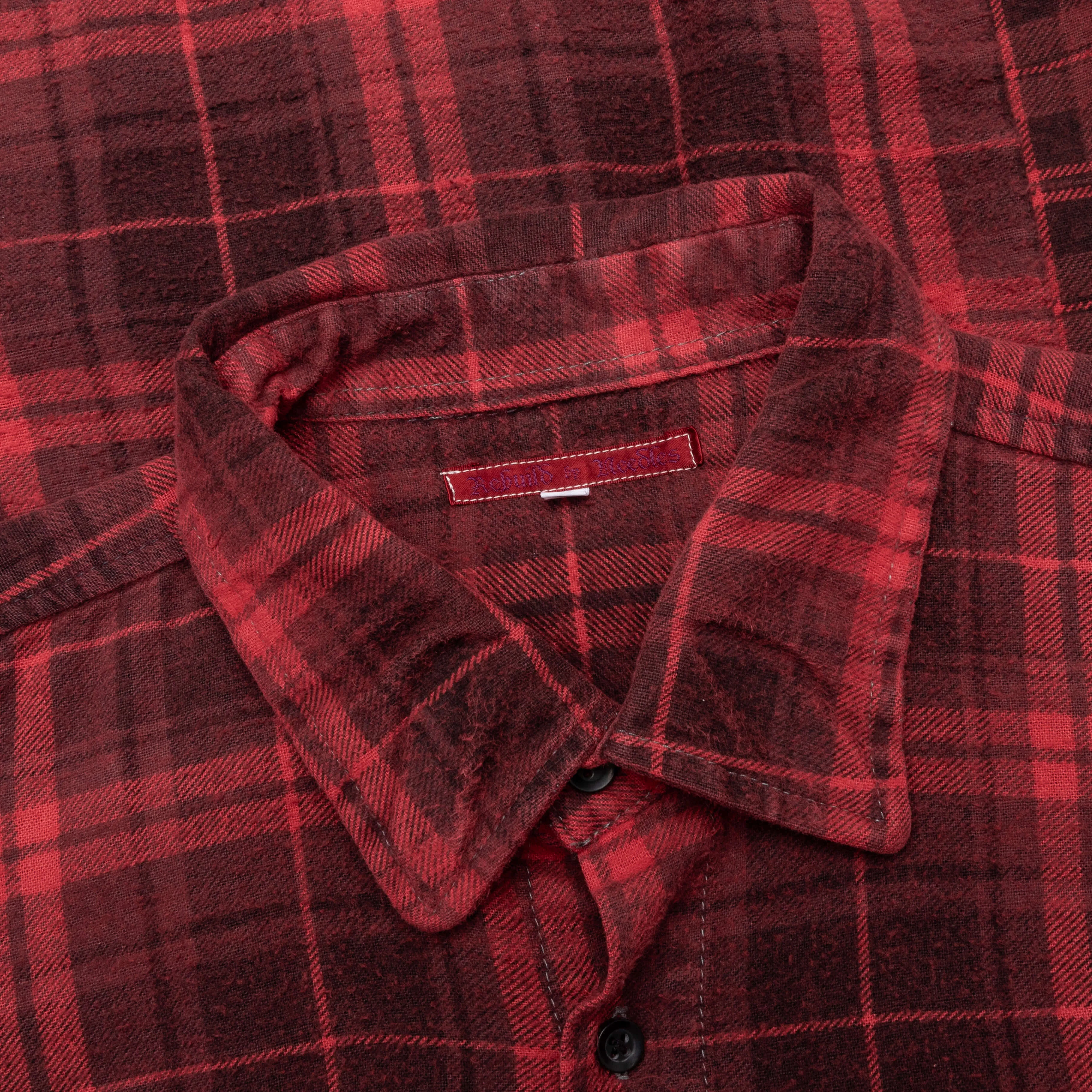 Flannel Shirt 7 Cuts Shirt Over Dye - Red